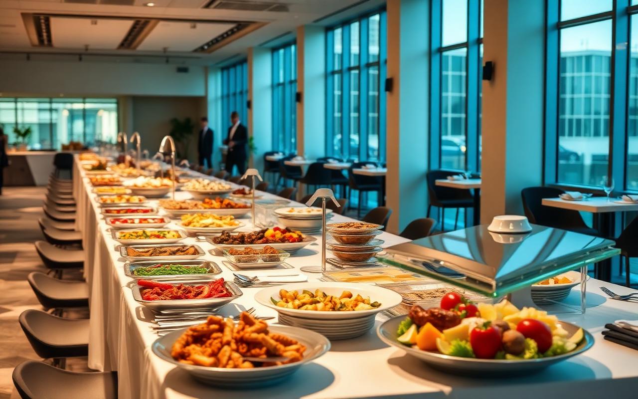 Corporate employee appreciation luncheon with refined buffet presentation